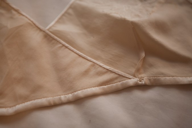 Kestos style silk bra inside hand finished binding detail. Photography by Karolina Laskowska