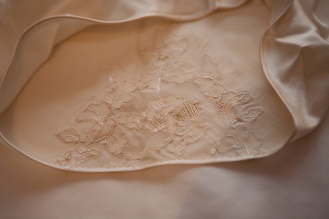 1930s silk tap pant interior embroidery and cutwork stitching. Photography by Karolina Laskowska