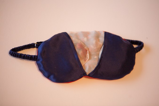 Pillowbook silk eyemask - I adore how you can see the shredded silk offcuts used as padding through the sheer silk 'window'! The rosebud organza pouches are another gorgeous touch. Photo by K Laskowska