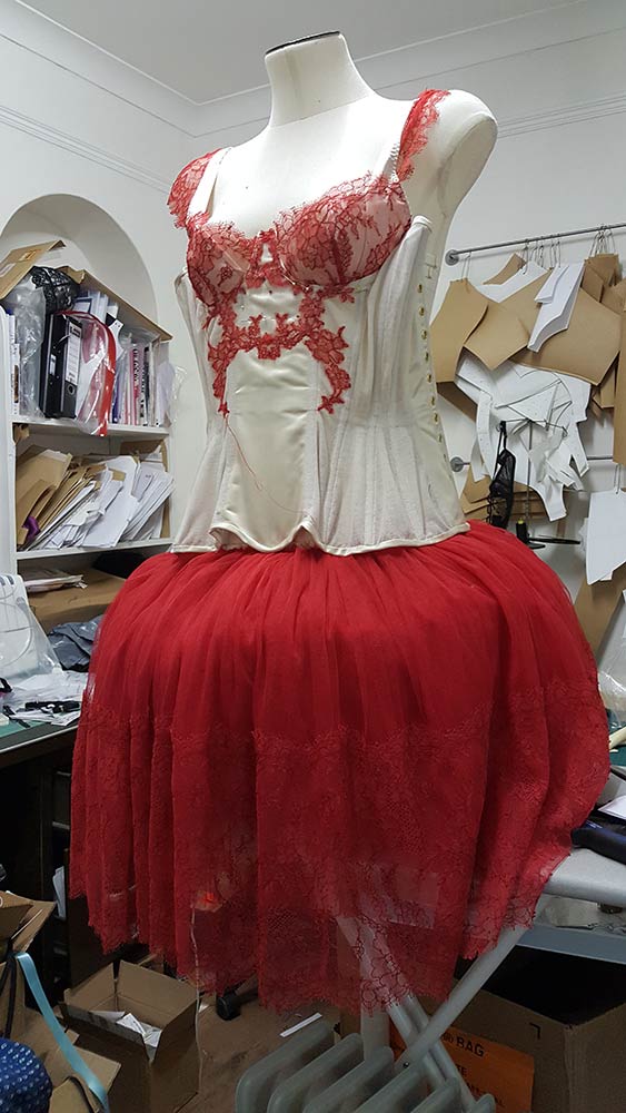 Tutu with the hoop inserted - quite a peculiar shape so this was quickly cut out. Photo by Karolina Laskowska